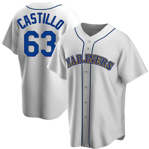 Men's Diego Castillo Seattle Mariners Replica White Home Cooperstown Collection Jersey