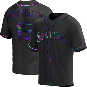 Youth Floyd Bannister Seattle Mariners Replica Black Holographic Alternate Jersey